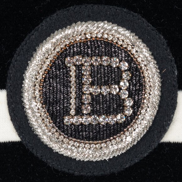 Balmain Black & White Striped Velvet Long-Sleeve Mini Dress - Picture 6 of 14